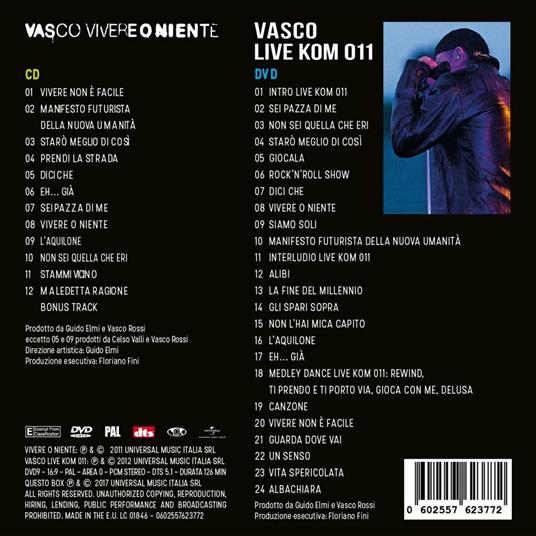Vivere o niente - Live Kom 011 (Remaster) - Vasco Rossi - CD | IBS