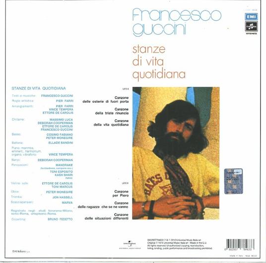 Stanze di vita quotidiana (180 gr.) - Vinile LP di Francesco Guccini - 2