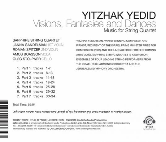 Visions, Fantasies and Dances - CD Audio di Yedid Yitzhak - 2