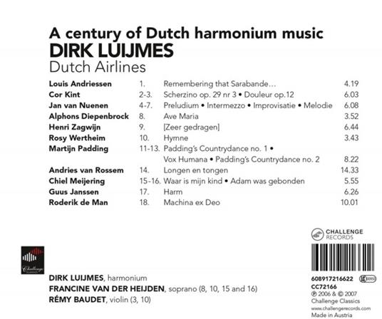 Dutch Airlines-Harmonium - CD Audio di Dirk Luijmes - 3