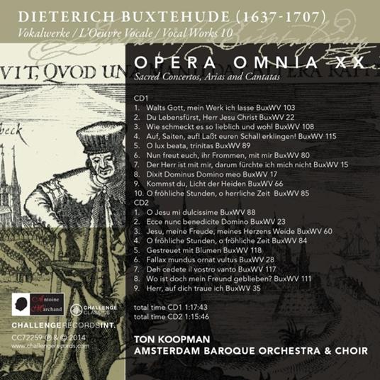 Opera Omnia Xx. Vocal - CD Audio di Dietrich Buxtehude - 2