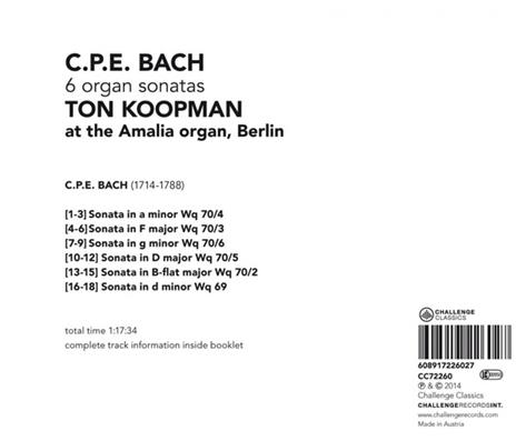 6 Organ Sonatas - CD Audio di Carl Philipp Emanuel Bach - 2