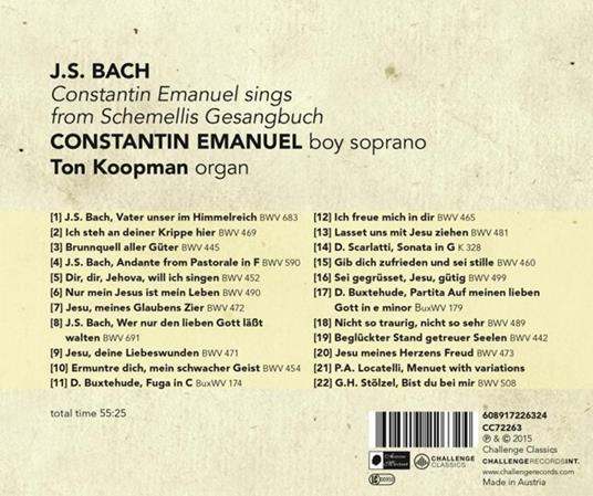 Sings From Schemellis Gesangbuch J.S. Bach - CD Audio di Constantin - Ton Koopman Emanuel - 2