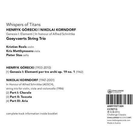 Whispers of Titans - CD Audio di Goeyvaerts String Trio - 2