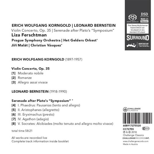 Concerto per violino / Serenata - SuperAudio CD di Leonard Bernstein,Erich Wolfgang Korngold,Liza Ferschtman - 2