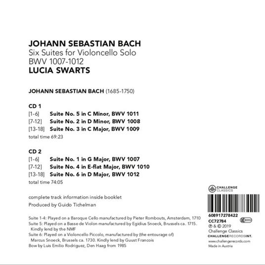 Suites per violoncello - CD Audio di Johann Sebastian Bach,Lucia Swarts - 2