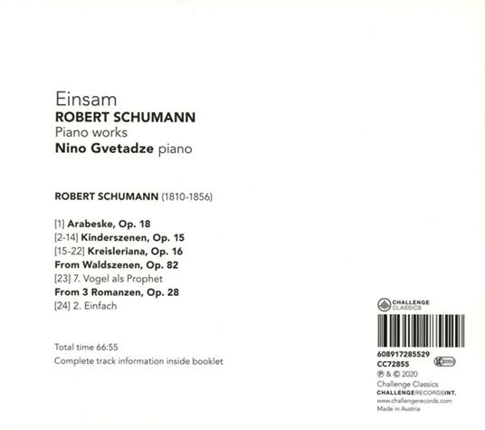 Einsam - CD Audio di Robert Schumann,Nino Gvetadze - 2