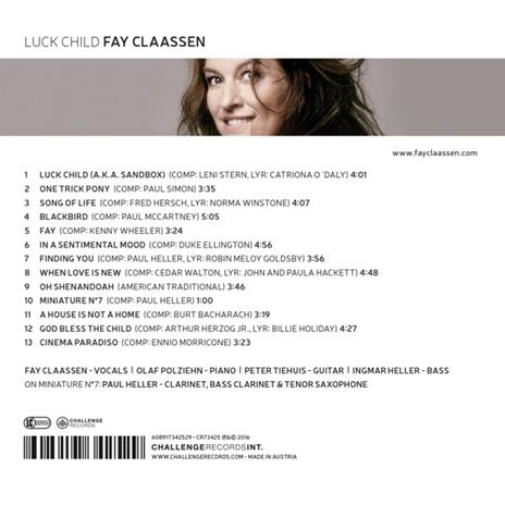 Luck Child - CD Audio di Fay Claassen