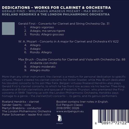 Dedications - Works For Clarinet & Orchestra - CD Audio di Roeland Hendrikx - 2