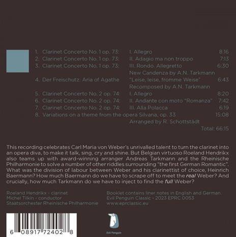Clarinet As Prima Donna - CD Audio di Roeland Hendrikx - 2