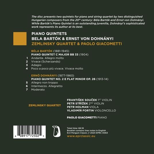 Bela Bartok, Ernst Von... - CD Audio di Zemlinsky Quartet - 2