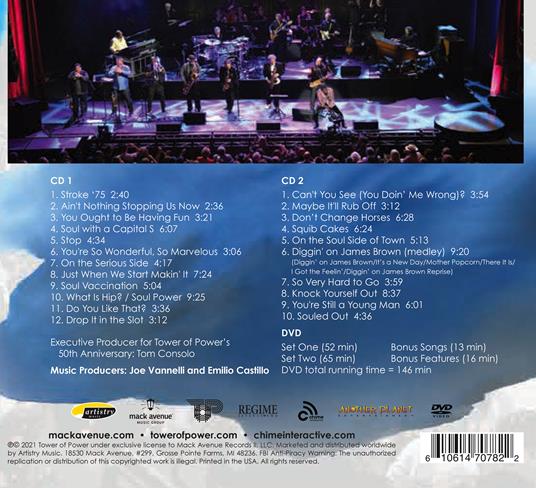 50 Years of Funk & Soul. Live at the Fox (2 CD + DVD) - CD Audio + DVD di Tower of Power - 2