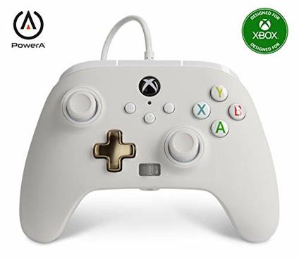Controller cablato avanzato PowerA per Xbox – Nebbia, bianca, gamepad, controller per videogiochi cablato, controller di gioco, Xbox Series XS