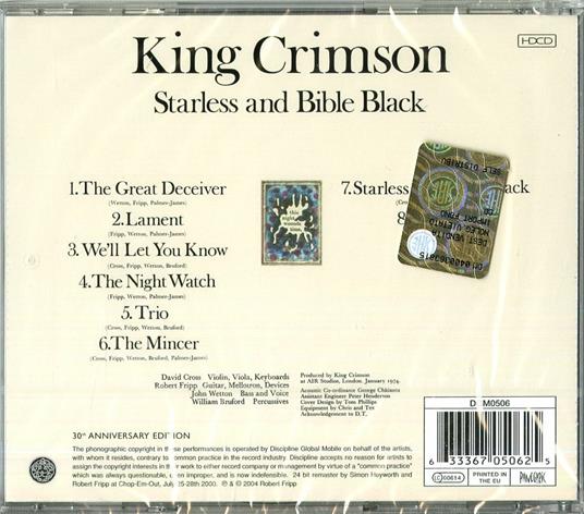 Starless and Bible Black - CD Audio di King Crimson - 2