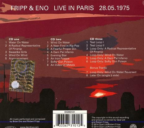 Live in Paris 28-05-1975 - CD Audio di Brian Eno,Robert Fripp - 2