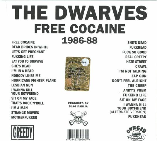 Free Cocaine 1986-1988 - CD Audio di Dwarves - 2