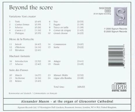 Beyond the score - CD Audio di Alexander Mason - 2