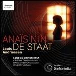 Anais Nin. De Staat - CD Audio di Louis Andriessen,Cristina Zavalloni,David Atherton