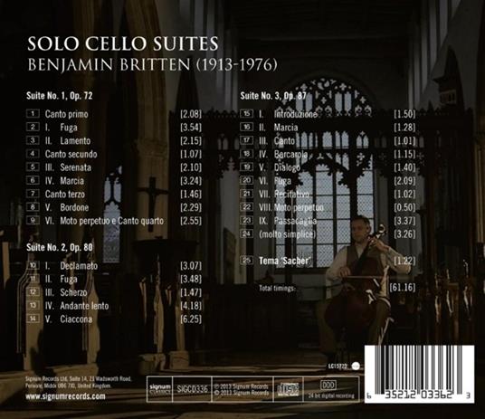 Suites per Violoncello - CD Audio di Benjamin Britten