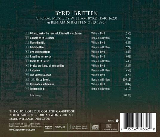 Musica corale - CD Audio di Benjamin Britten,William Byrd,Gallicantus - 3