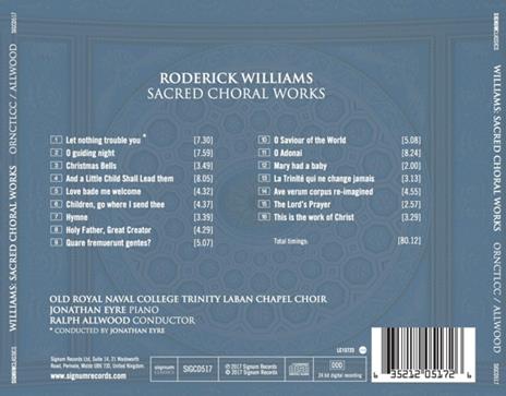 Sacred Choral Works - CD Audio di Roderick Williams - 2