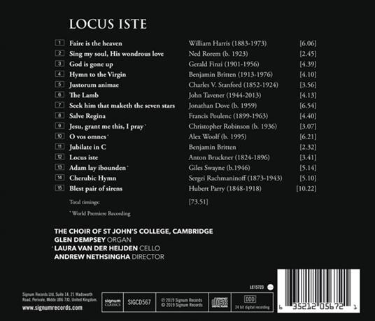 Locus Iste - CD Audio di St. John's College Choir - 2