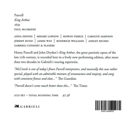 King Arthur - CD Audio di Henry Purcell,Paul McCreesh,Gabrieli Consort & Players - 2
