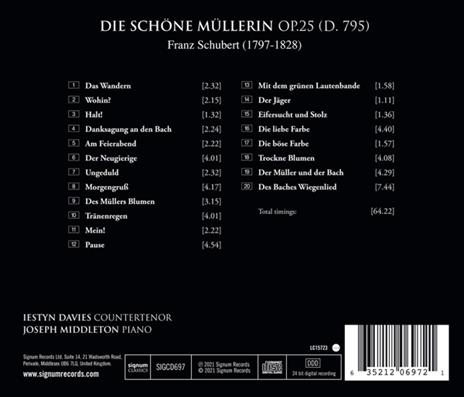 Die Schone Mullerin - CD Audio di Iestyn Davies - 2
