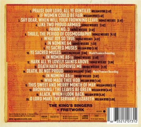 Tom & Will - Weelkes & Byrd 400 Years - CD Audio di King'S Singers - Fretwork - 2