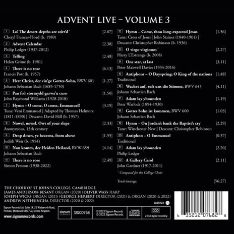 Advent Live - Volume 3 - CD Audio di St. John's College Choir - 2