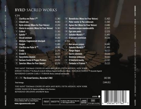 Sacred Works - CD Audio di William Byrd - 2