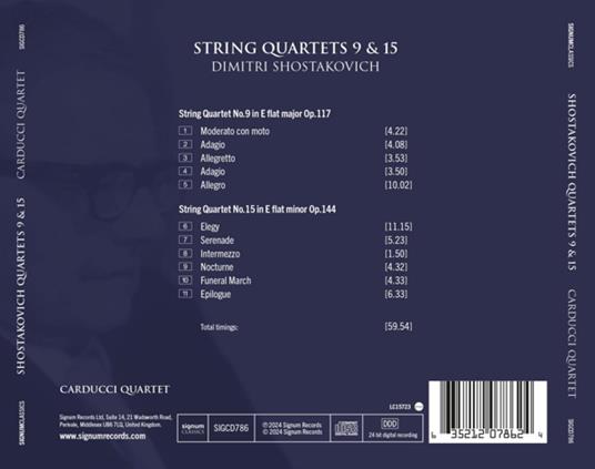 String Quartets Nos. 9 & 15 - CD Audio di Dmitri Shostakovich,Carducci Quartet - 2