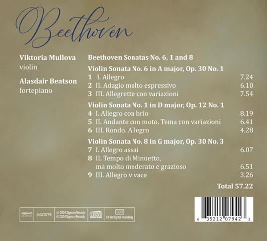 Beethoven Sonatas 6, 1 & 8 - CD Audio di Ludwig van Beethoven,Viktoria Mullova,Alasdair Beatson - 2