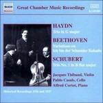 Trio in Sol / Trio con pianoforte n.1 / Variazioni su Ich bin der Schneider Kakadu - CD Audio di Ludwig van Beethoven,Franz Joseph Haydn,Franz Schubert,Pablo Casals,Alfred Cortot,Jacques Thibaud