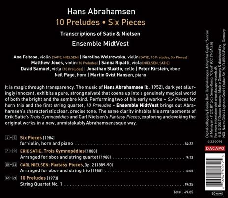 10 preludi - 6 pezzi - CD Audio di Hans Abrahamsen,Ensemble Midtvest - 2