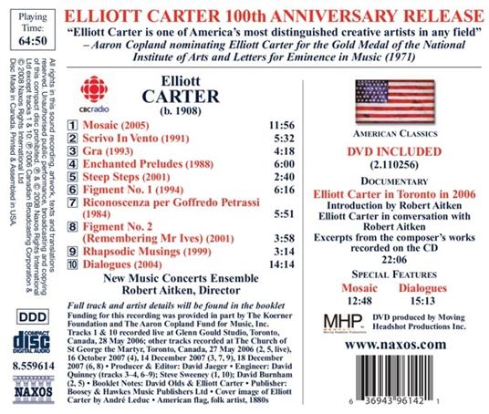 100th Anniversary Release (Digipack) - CD Audio di Elliott Carter,Robert Aitken - 2