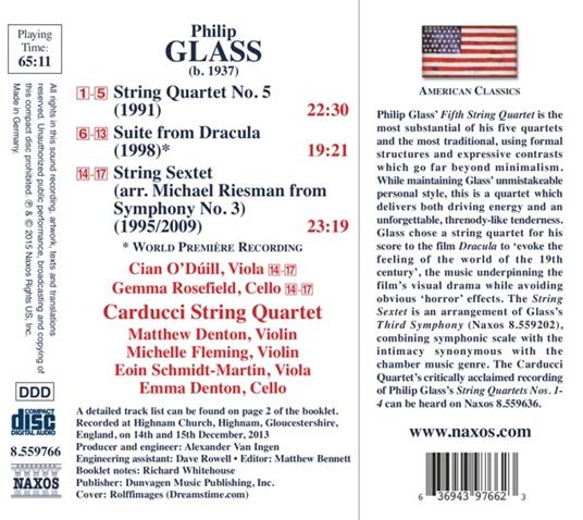 Quartetto per archi n.5 - Sestetto per archi - Suite da Dracula - CD Audio di Philip Glass - 2