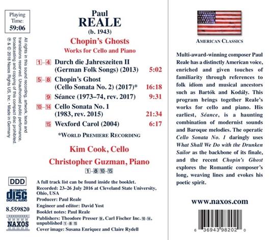 Musica per violoncello e pianoforte - CD Audio di Paul Reale,Kim Cook - 2