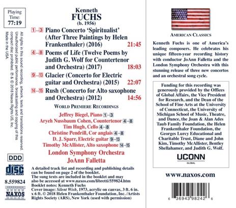 Spiritualist. Concerto per pianoforte - Poems of Life, Glacier, Rush - CD Audio di London Symphony Orchestra,Kenneth Fuchs,JoAnn Falletta - 2