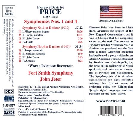 Sinfonia n.1, n.4 - CD Audio di Florence Price - 2