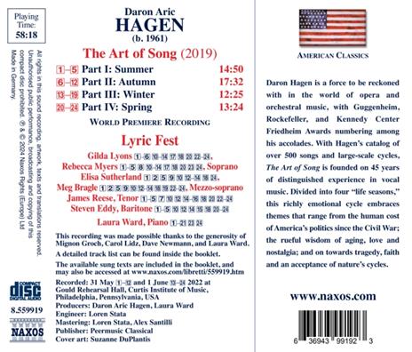 The Art Of Song - CD Audio di Daron Aric Hagen - 2