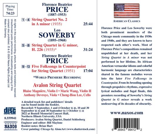 Music For String Quartet - CD Audio di Florence Price - 2