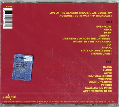 At the Aladdin Theater Las Vegas 1993 - CD Audio di Pearl Jam - 2
