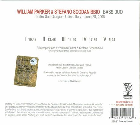 Bass Duo - CD Audio di William Parker,Stefano Scodanibbio - 2