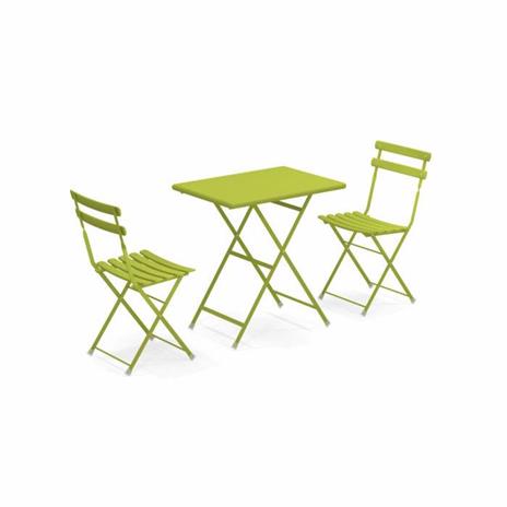 Set 2 sedie pieghevoli e 1 tavolo pieghevole 70 x 50 cm Arc en ciel, Verde. Emu 3513