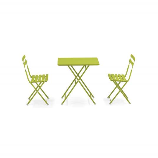 Set 2 sedie pieghevoli e 1 tavolo pieghevole 70 x 50 cm Arc en ciel, Verde. Emu 3513 - 3