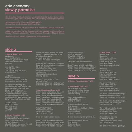 Slowly Paradise - CD Audio di Eric Chenaux