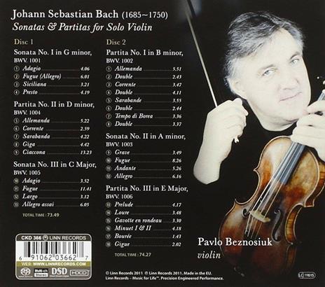 Sonate e partite per violino - SuperAudio CD ibrido di Johann Sebastian Bach,Pavlo Beznosiuk - 2