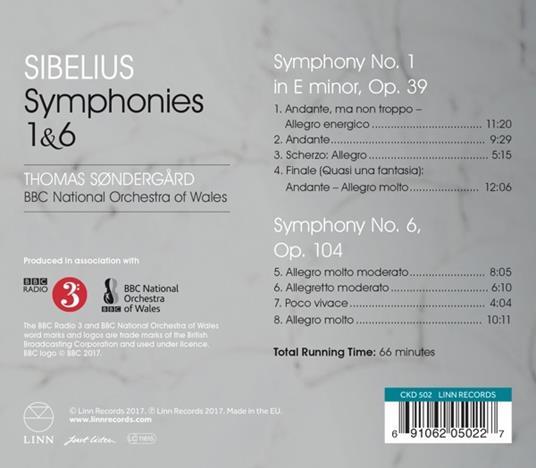 Sinfonie n.1, n.6 - CD Audio di Jean Sibelius - 2