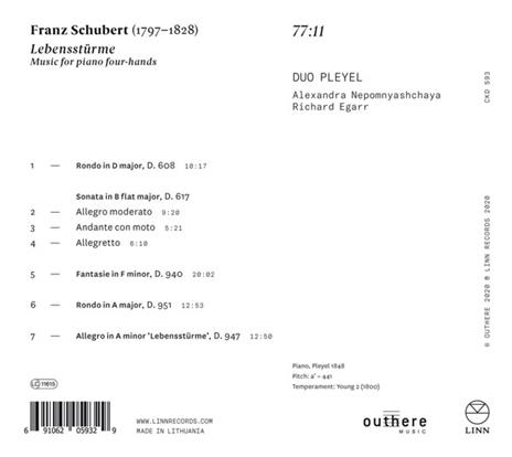 Lebensstürme. Musica per pianoforte a quattro mani - CD Audio di Franz Schubert,Duo Pleyel - 2